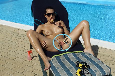 Hungarian teen Playful Anne strips and teases with her tiny tits and shaved pussy