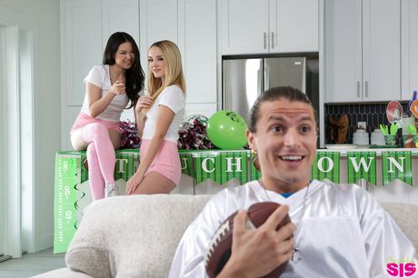 Asian teens Lulu Chu and Maria Kazi have a threesome with a guy