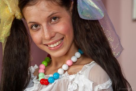 Anoushka E gets naked in a pair of high heels in a schoolgirl outfit