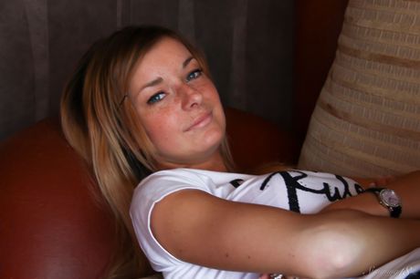 Skinny teen Ekaterina D strips & shows her small tits & her sweet pussy