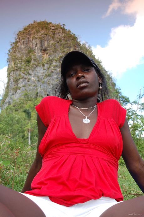 Lean teen Maria L shows her small tits & exhibits perfect body in the countryside