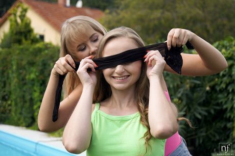 European teens Lady Bug & Casey have sex on a couch in a 3some