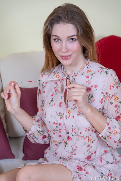 Innocent teen Genevieve Gandi gets naked with certainty during solo action