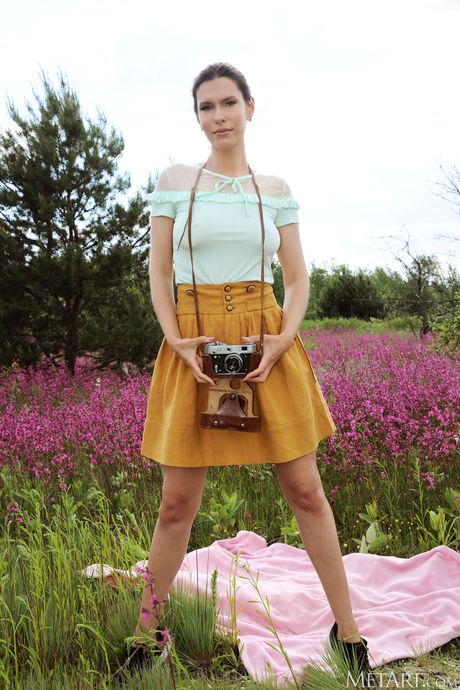 Charming teen Suzanna A takes nude photos with a vintage camera