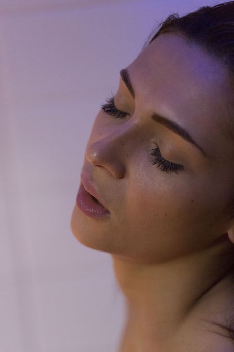 Pretty teen Alexis Brill removes her bikini and toys her pussy in the bathroom