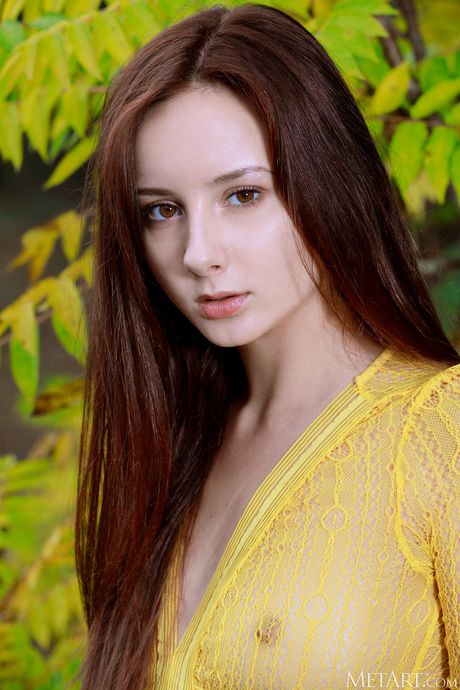 Met Art: Slender teen Rosalina strips & poses nude in the forest
