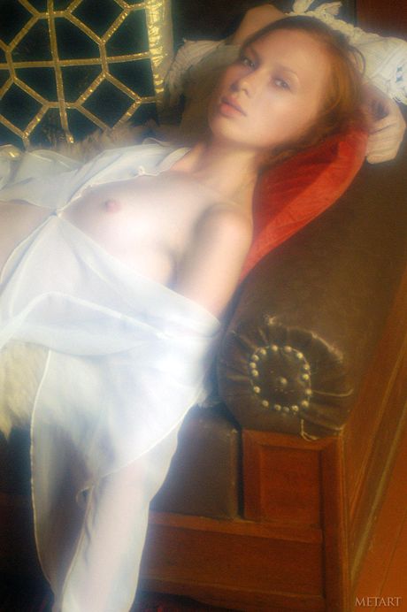 Ukrainian girl Katya B removes her lingerie and stockings to pose nude