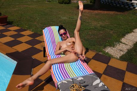 ALS Scan: Skinny amateur teen babe Alyssa Bounty posing naked outdoor