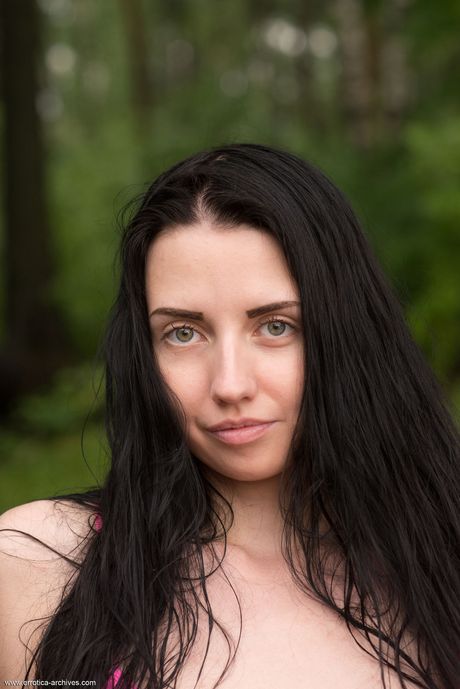 Innocent teen Veronica Snezna gets naked on a bench in the backyard