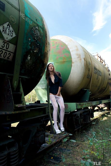 Rebeka Ruby gets horny and squirts her pussy outdoors