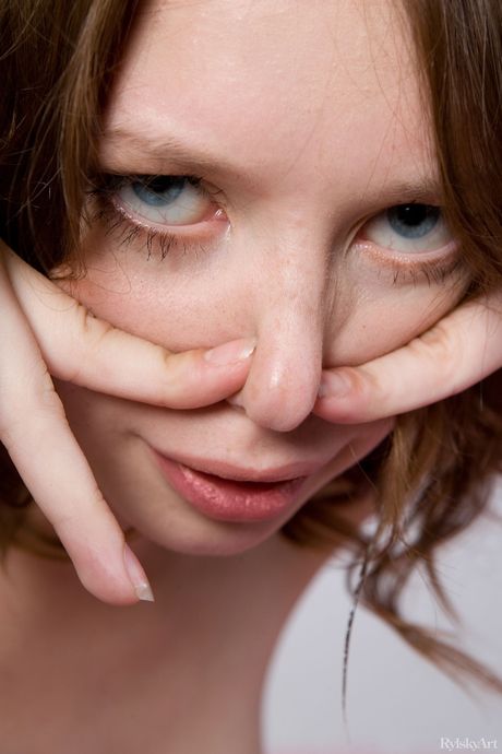 Lean teen Ada strips her black dress & poses nude in the old-fashioned room