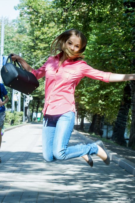 Sexy redheaded teen Jeff Milton strips naked and poses boldly