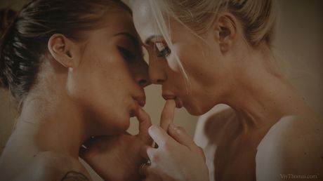 Teen lesbians Cristal Caitlin & Silvia Dellai lick pussies covered in oil