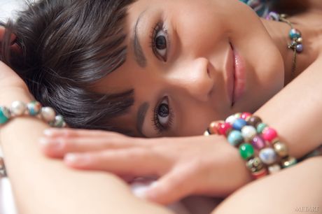 Pretty teen Shereen A models totally naked boldly