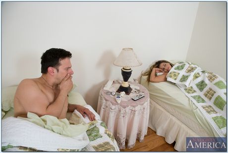 Latina Esperanza Gomez has sex with her man friend on a bed