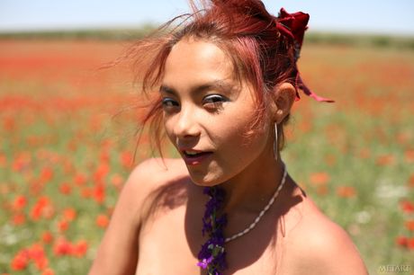 Ukrainian babe Nastia A displays her big tits and hairy pussy