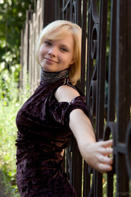 Beautiful teen Feeona A removes her lingerie and demonstrates her big tits and twat