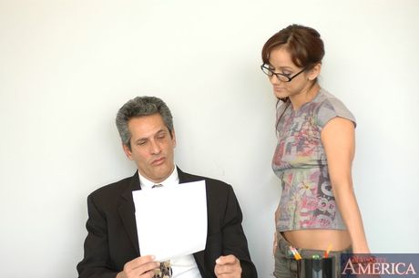 Petite student Nadia Styles gets her tiny tits and shaved pussy fucked