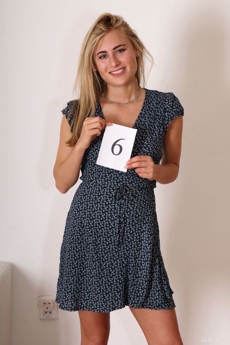 Blonde teen Lindsey Cruz gets naked and teases with her tiny tits