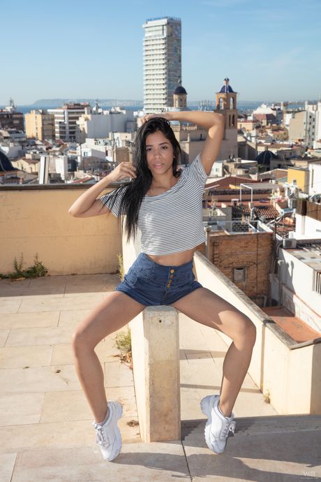 Sexy Latina Karin Torres strips in public and shows her hot body