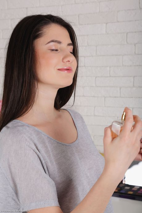 Lovely teen Melisia takes off everything without hesitation during solo action