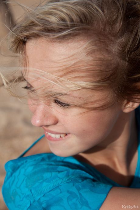 Gorgeous teen Luciana showing her big tits & hairy pussy in the garden