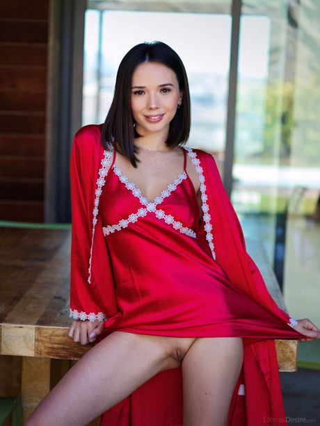 Tender teen Eve Sweet models totally naked fearlessly