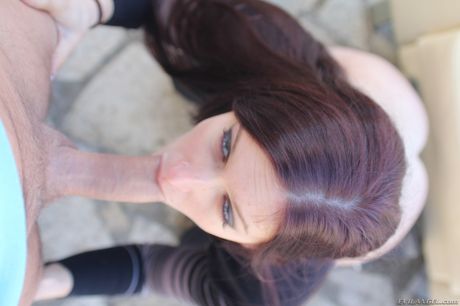 Sexy redhead Mira C gets her big boobs and ass fucked by David Perry