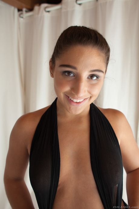Pretty teen Abella Danger shows off her hot butt and natural tits in a solo