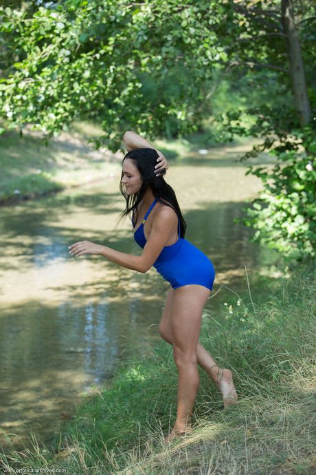 Lovely teen Indiana Blanc takes it all off while in a river