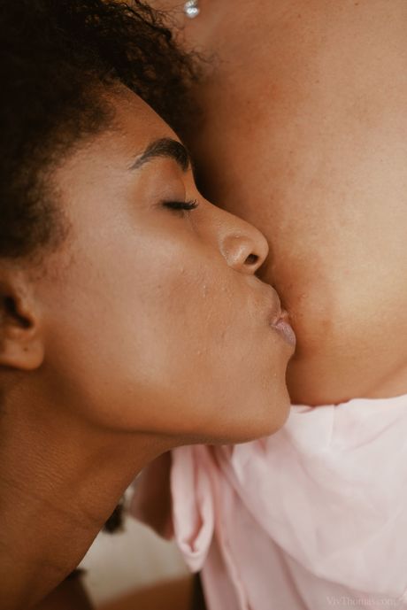 Sexy teen lesbians Luna Corazon & Emma Button kiss after a passionate sex session