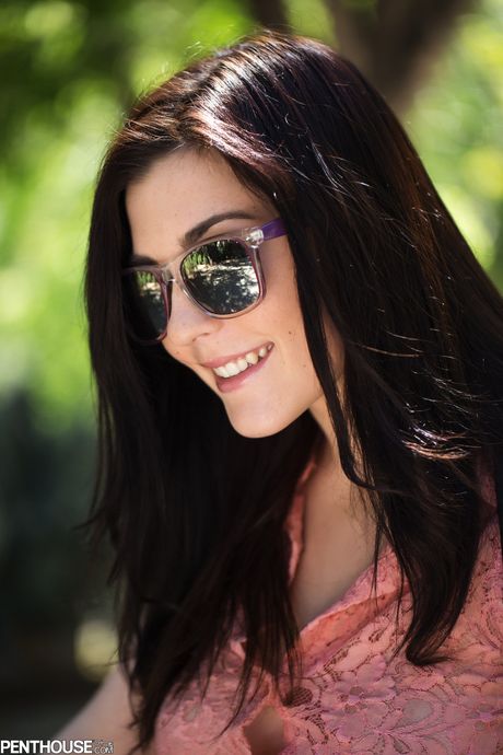 Petite babe Jenna Reid strips naked and poses in nature after a bike ride