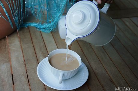 Met Art: Winsome teen Agatha Vega removes a bikini to pose nude on a terrace