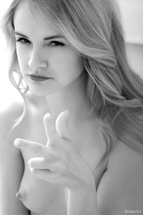 The 18-year-old model shows off her slender body in a playful manner