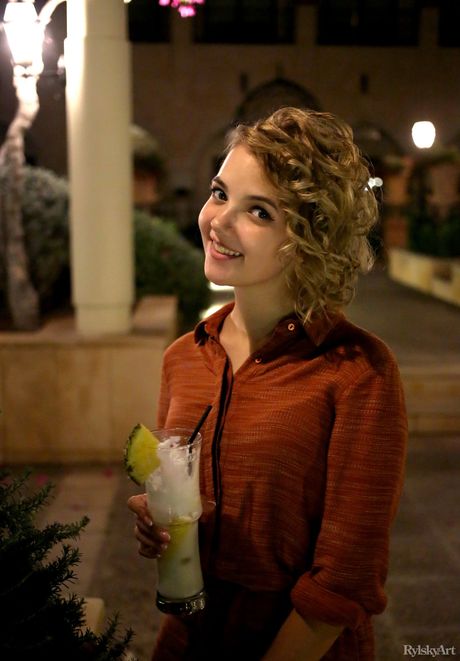 Hot teen Chanel Fenn gets naked in sunglasses on a poolside patio