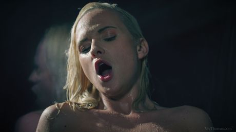 Hot lesbians Silvia Dellai & Cristal Caitlin kiss before masturbating in a shower