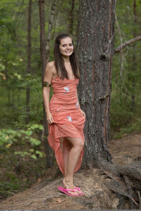 Ukrainian fair Pola unveils her body outdoors & demonstrates her tiny tits & hot ass