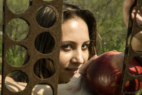 Sandrine B flaunts her gorgeous body and piercing eyes in the outdoors