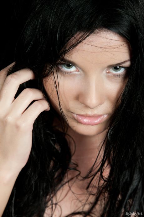 Rylsky Art: Naked teen Frida spreads her long legs wide open on the back seat of a car