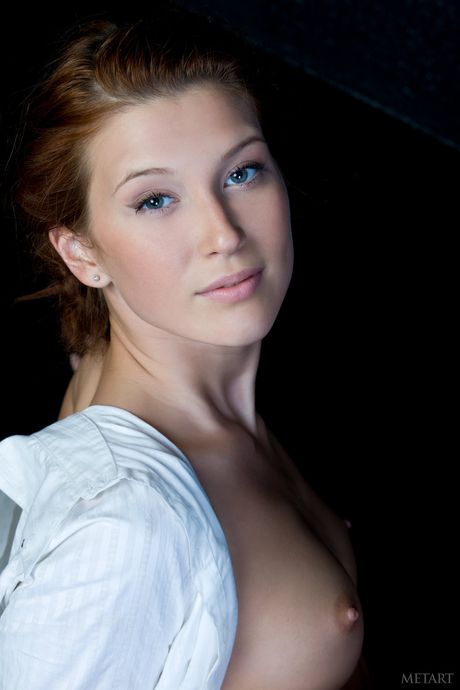 Delicate teen Kira J shows her small tits & creamy pussy in a solo