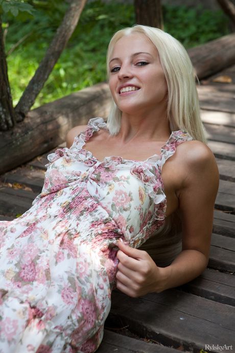 Precious teen Alysha gets naked in the park to show her hot ass & bald pussy