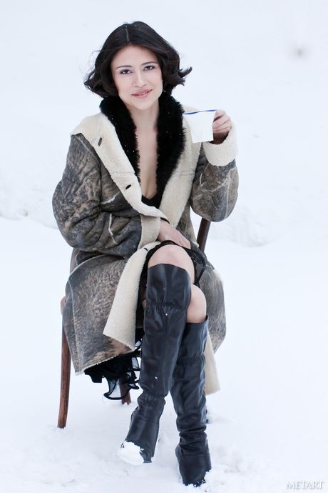 Gorgeous teen Gera B strips and teases with her big tits and hairy pussy