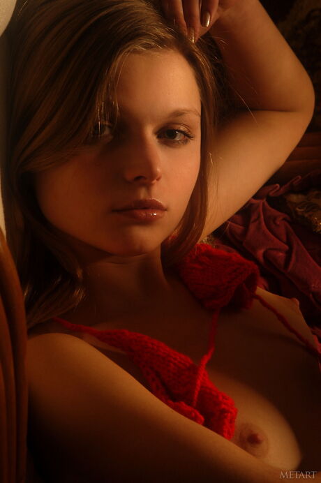 Precious teen Models No Name gets naked in a kitchen while wearing a tiara