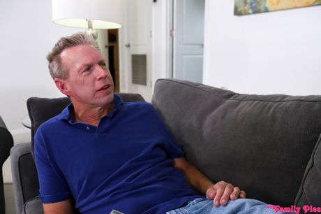 Pretty teen Leana Lovings gets her shaved pussy creampied by her stepdad