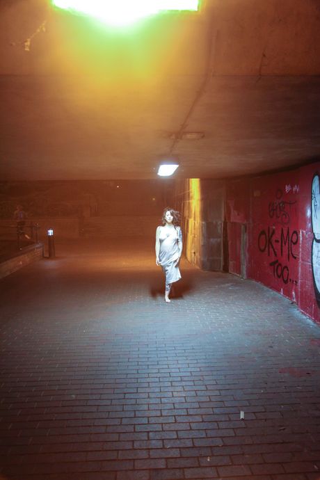 Sophie strips off her clothes and reveals her tattooed body as she masturbates