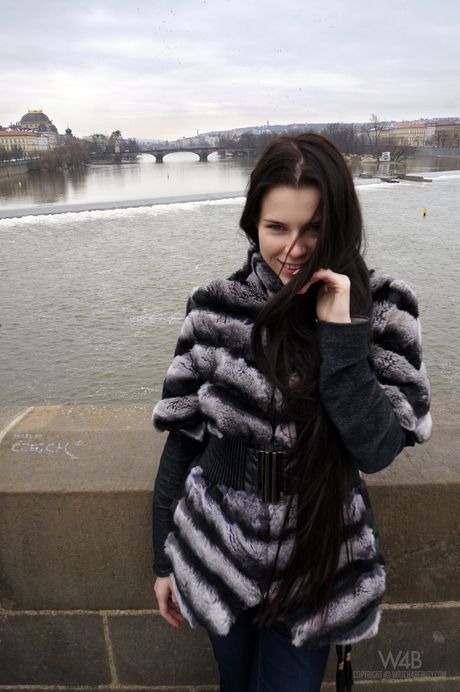 Glamorous teen Valeria poses in her sexy lingerie and strips on the floor