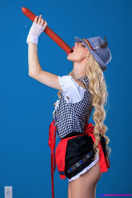 Blonde girl Kenzie Reeves has sex with her stepbrother in a kitchen