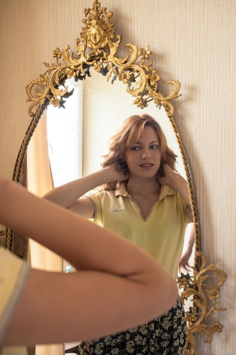 Thin teen Shirley Tate removes her clothes and poses naked