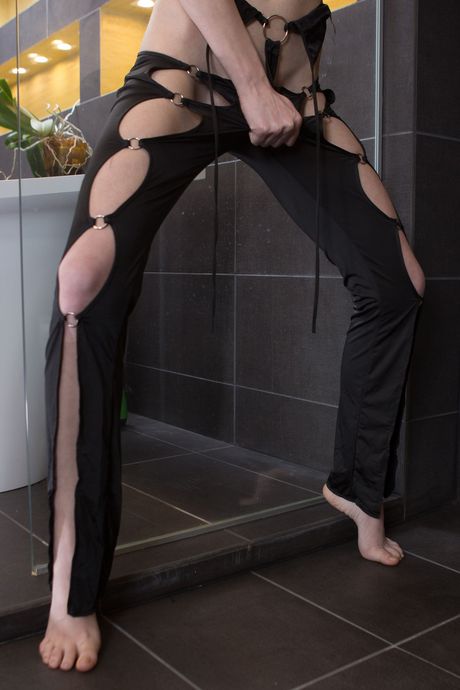 Guna is cuffed in the shower, her body is soaked in water and her pussy is wet