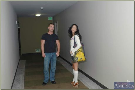 Brunette pornstar Nadia Styles gets her shaved pussy dicked by a guy